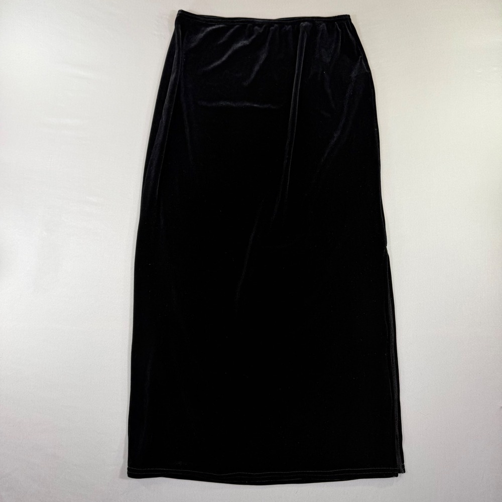 Vintage Black Velvet Maxi Skirt Medium Goth Witchy 90s Y2K Grunge Holiday